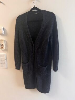 MaxMara Black Long Ribbed Knit Cardigan